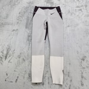 Nike Legendary Mid Rise Zip Cuff Training Tights Womens S Gray Purple‎ Running